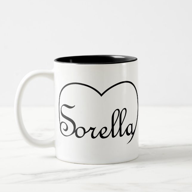 Sorella Italian Sister heart Zweifarbige Tasse (Links)