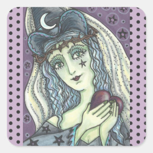 SORGE, GOTH WITCH HERZSTÜCK QUADRATISCHER AUFKLEBER