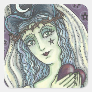 SORGE, GOTH WITCH HERZSTÜCK QUADRATISCHER AUFKLEBER