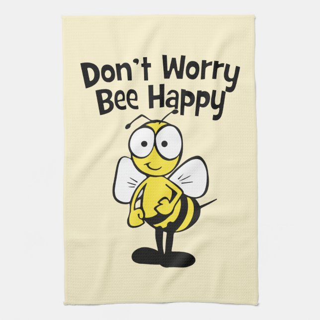Sorgen Sie sich nicht ist glückliche Hummel-Biene Geschirrtuch (Vertikal)