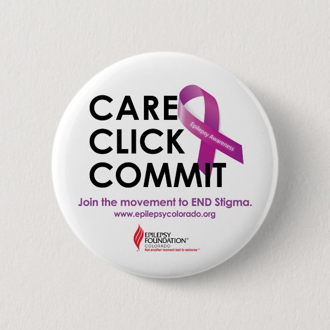 Sorgfalt. Klicken. Legen Sie Knopf fest Button (Vorderseite)