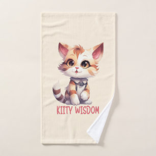 Sorglose Katze Attitude - Spielerisches Felsdesign Badhandtuch Set