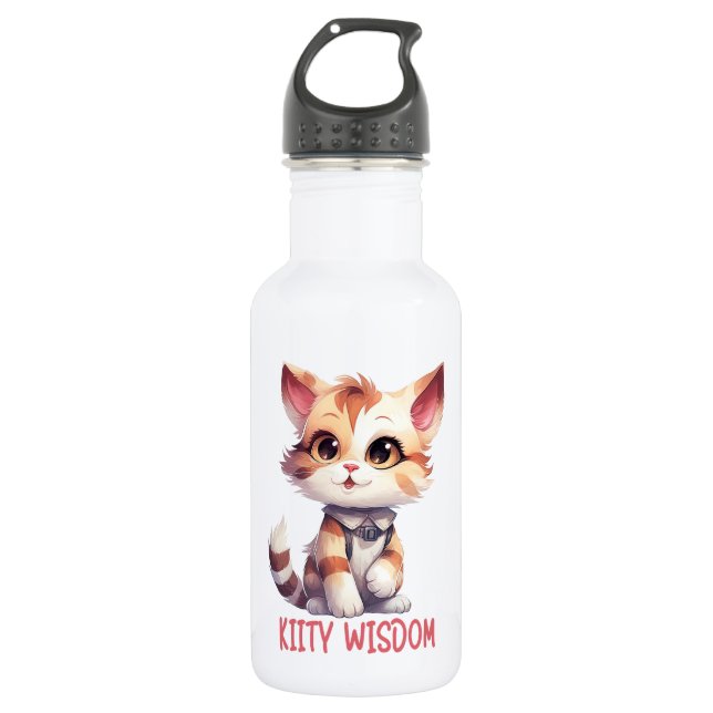 Sorglose Katze Attitude - Spielerisches Felsdesign Edelstahlflasche (Vorderseite)