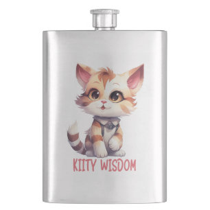 Sorglose Katze Attitude - Spielerisches Felsdesign Flachmann