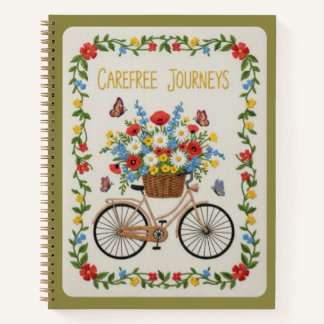 Sorglose Reisen Besticktes Vintage-Fahrrad Notizbuch