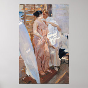 Sorolla - Der rosa Morgenmantel nach dem Bad Poster