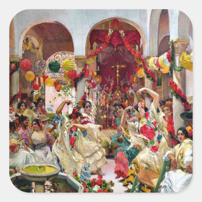 Sorolla: Seville-The Dance Quadratischer Aufkleber (Vorderseite)