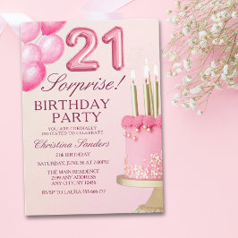 Sorprise Birthday Party 21th Birthday with Numers Einladung