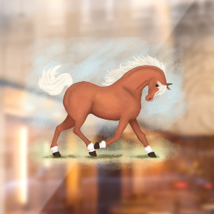 Sorrel Pferd mit Blaze & Socken Reittier Decal Fensteraufkleber