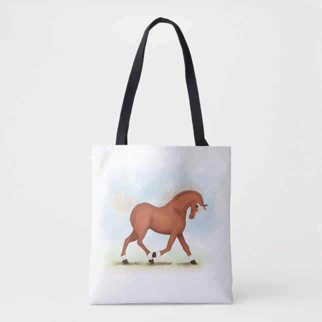 Sorrel Pferd mit Blaze & Socken Reittier Tasche (Vorderseite)