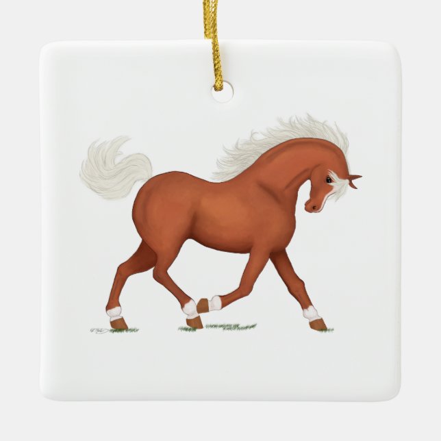 Sorrel Pferde Pony Personalisiert Equine Weihnacht Keramikornament (Vorderseite)
