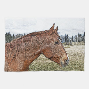 Sorrel Pferde Portrait Equine Art Illustration Handtuch