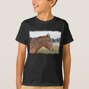 Sorrel Pferde Portrait Equine Art Illustration T-Shirt