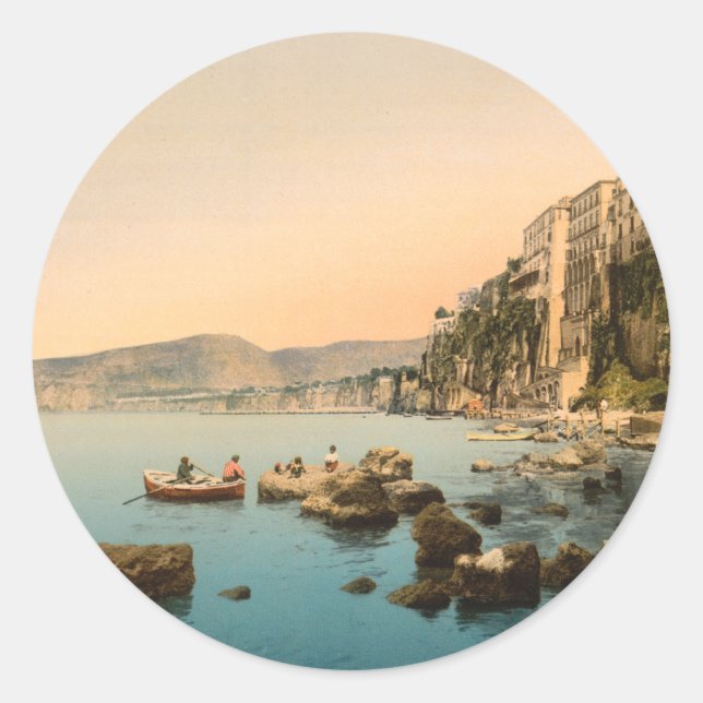 Sorrento am Meer, Neapel, Kampanien, Italien Runder Aufkleber (Vorderseite)