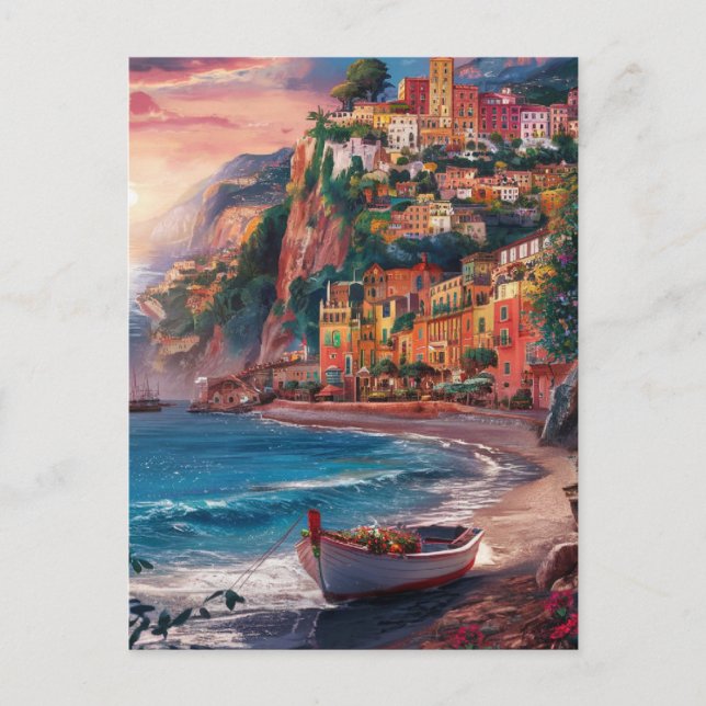 Sorrento Italien Aquarellmalerei Postkarte (Vorderseite)