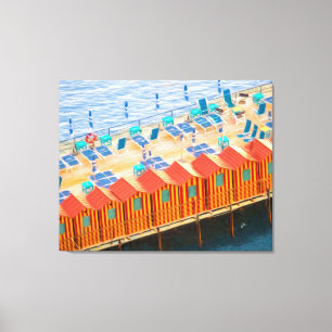 Sorrento Italien Blue Orange Beach Cabanas Grosses Leinwanddruck
