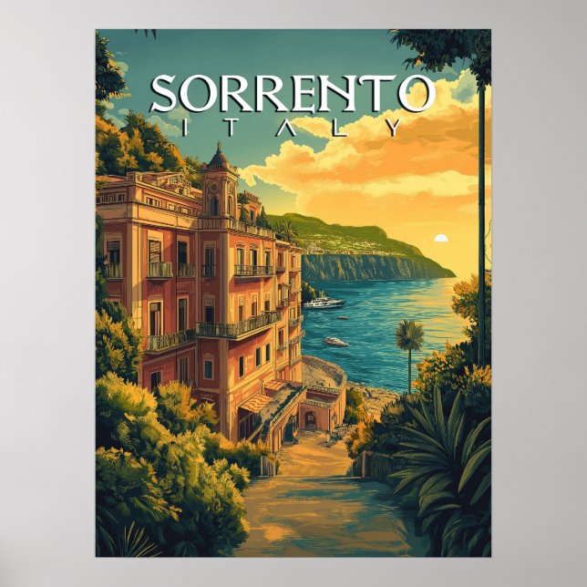 Sorrento Italien - Vibranntes Stadtbild Poster (Vorne)