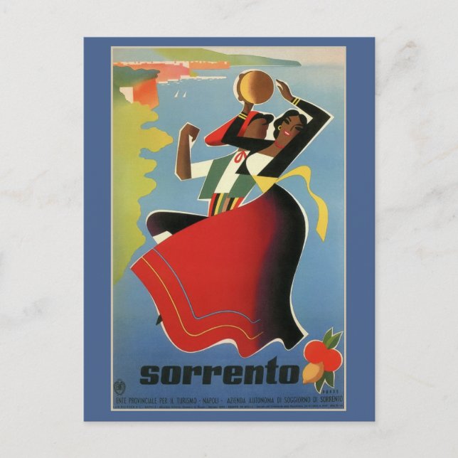Sorrento Vintage italienische Reisewerbung Postkarte (Vorderseite)