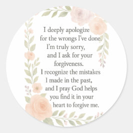 Sorry/Apology\ Forgiveness Floral Runder Aufkleber