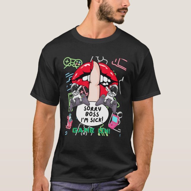 Sorry Boss Ich bin Sick Dabbing Gammer Retro Games T-Shirt (Vorderseite)