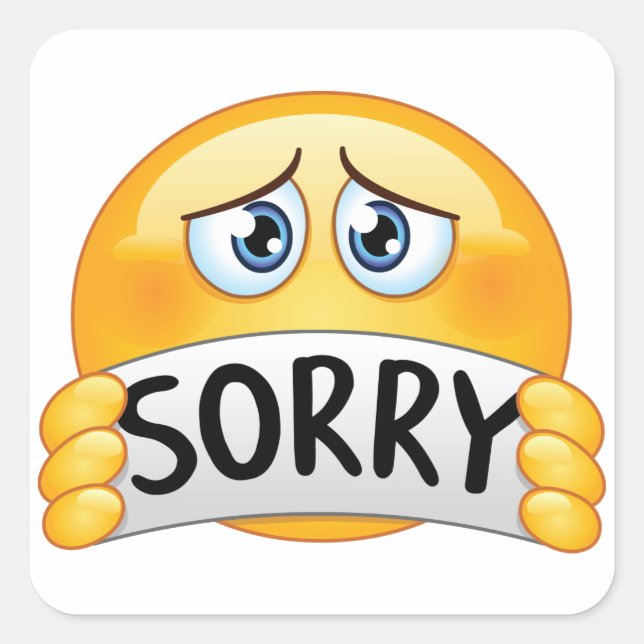 Sorry Emoticon Quadratischer Aufkleber (Vorderseite)