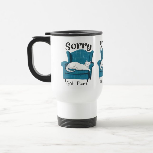 Sorry Got Plans Funny Cat Lover Gift  Reisebecher (Links)