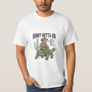 Sorry Gotta Go Tee - Sloth on Turtle T-Shirt