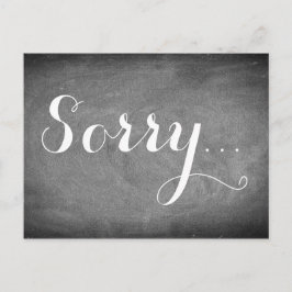 Sorry Handwriting Typografy Schwarz-weiß Chalks Postkarte