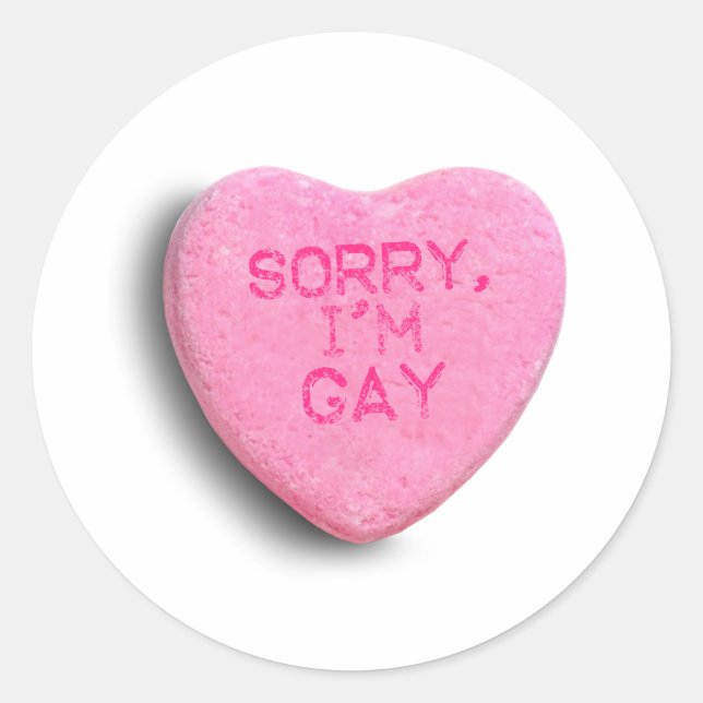 SORRY, ICH BIN GAY RUNDER AUFKLEBER (Vorderseite)