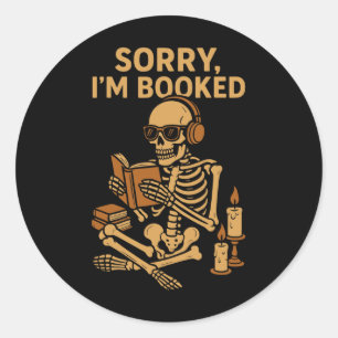 Sorry, ich bin gebucht lustige Halloween Skeleton Runder Aufkleber