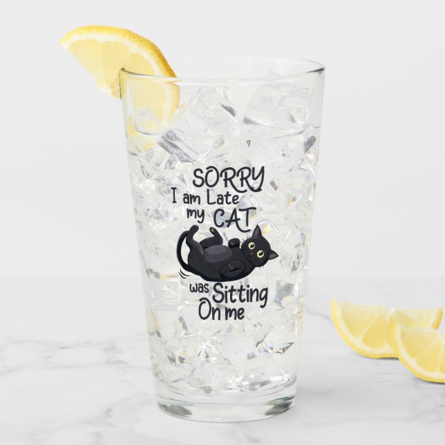 Sorry, ich bin spät - Cat Rules! Glas (Vorderseite Ice)