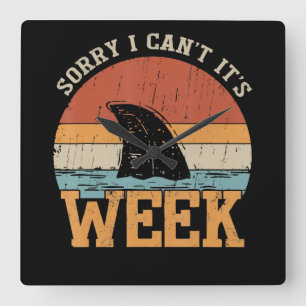 Sorry, ich kann seine Woche nicht Funny Shark Gesc Quadratische Wanduhr