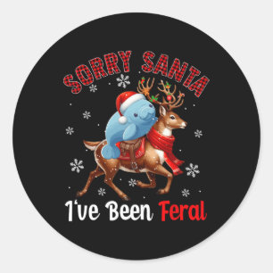 Sorry, ich war Feral Xmas Santa Manatee Reitrennen Runder Aufkleber