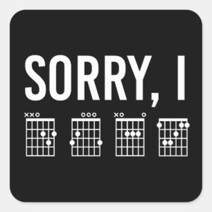 Sorry IDGAF Funny Guitar Chords Music Spaß Quadratischer Aufkleber