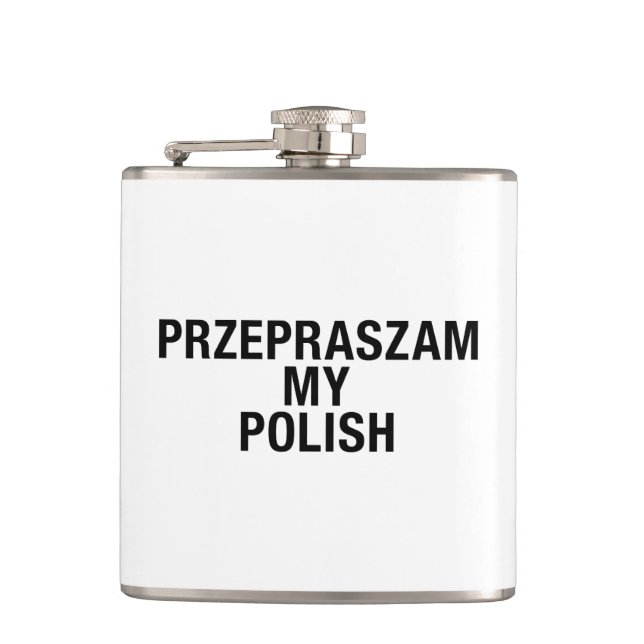 Sorry Meine Polnisch-Sprache Flachmann (Vorderseite)