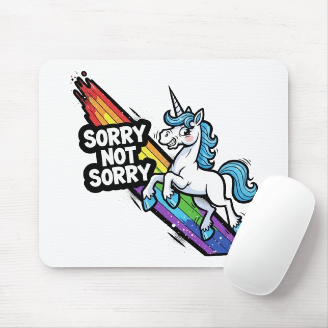 Sorry not Sorry Einhorn-Mauspad Mousepad (Mit Mouse)