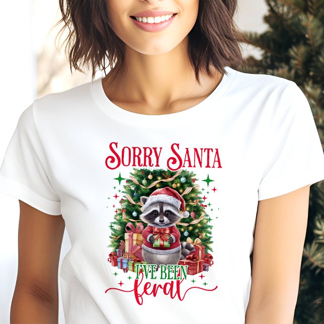 Sorry Santa Feral Raccoon Weihnachten Tri-Blend Shirt (Von Creator hochgeladen)