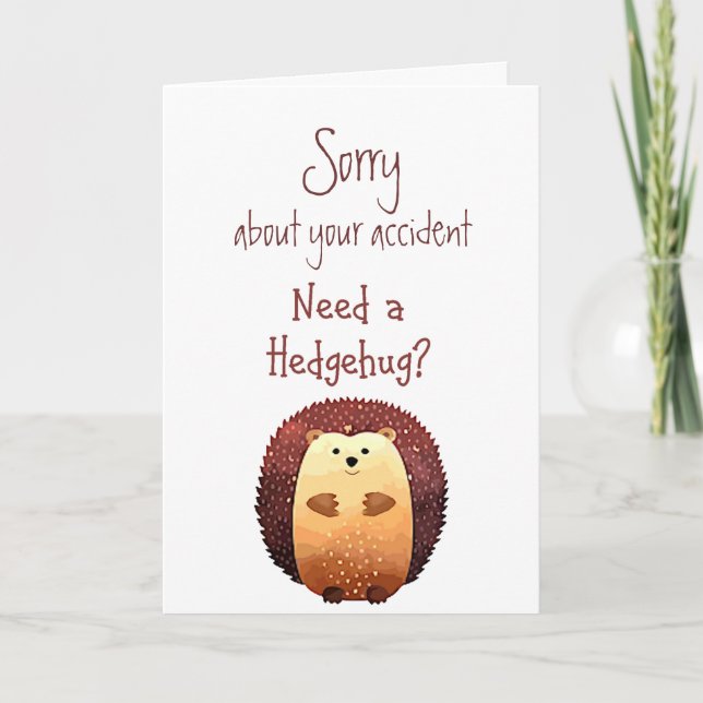 Sorry über Unfälle Blume Spaß Igel Hug Karte (Vorderseite)