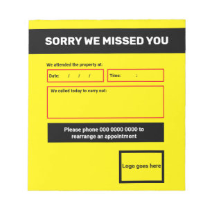 'Sorry, we missing you'notepad design Notizblock