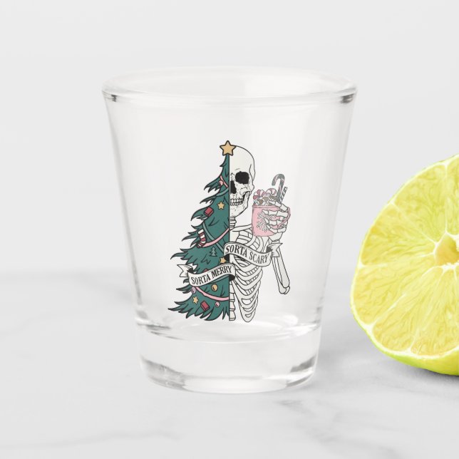 "Sorta Beängstigend Sorta Merry" Weihnachtslieder Schnapsglas (Vorderseite)
