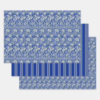 Sorta Blue Calico und Streifen Geschenkpapier Set