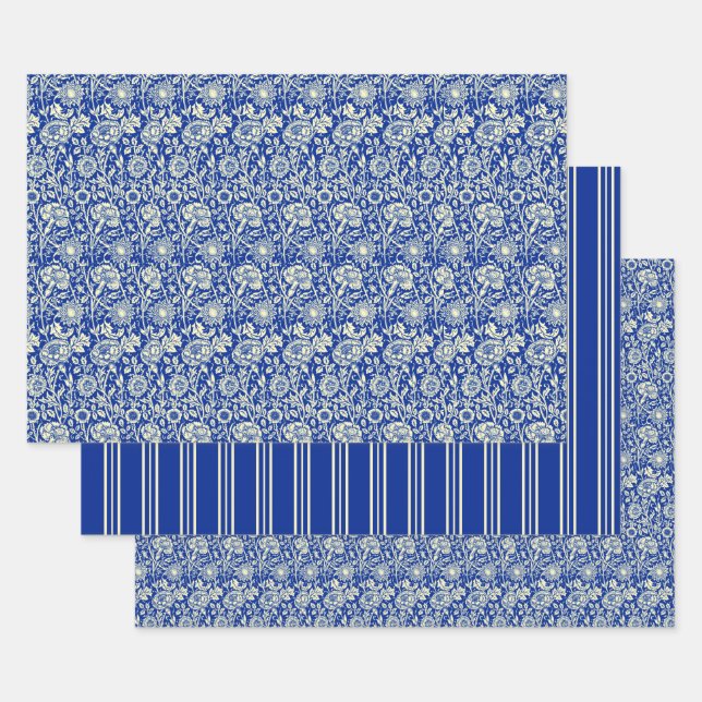 Sorta Blue Calico und Streifen Geschenkpapier Set (Set)