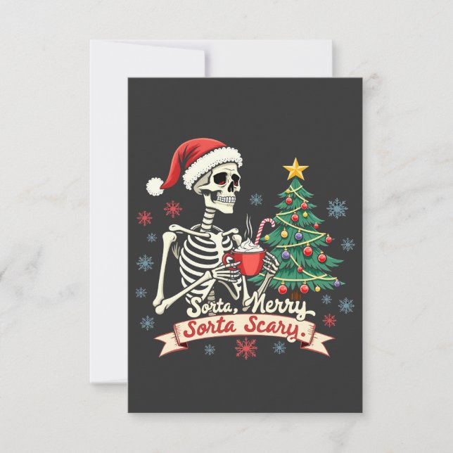 Sorta Merry Sorta Beängstigend Spooky Skeleton Xma Dankeskarte (Vorderseite)