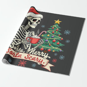 Sorta Merry Sorta Beängstigend Spooky Skeleton Xma Geschenkpapier