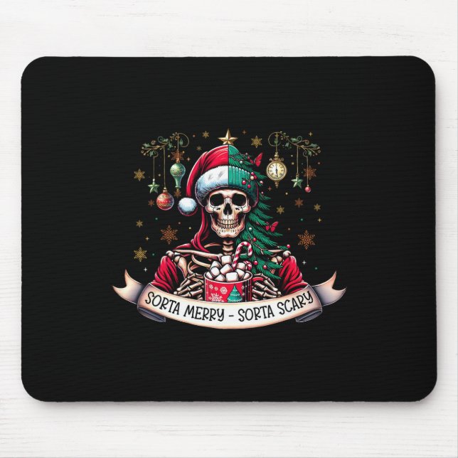 Sorta Merry Sorta Scary Skeleton Heiße Schokolade  Mousepad (Vorne)