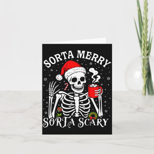 Sorta Merry Sorta Y Retro Skeleton Hot Cocoa Chris Karte (Vorderseite)