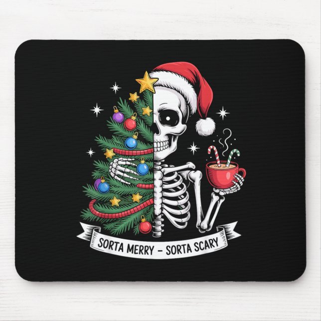 Sorta Merry Sorta Y Santa Skeleton Cocoa Christmas Mousepad (Vorne)