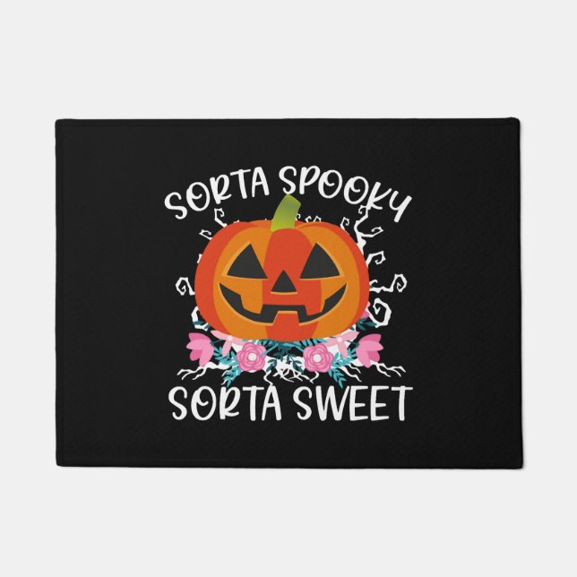Sorta Sweet Sorta Halloween Kürbisfrauen Fußmatte (Vorderseite)