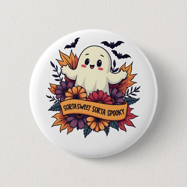 Sorta Sweet Sorta Spooky Halloween Ghost Fall Lieb Button (Vorderseite)