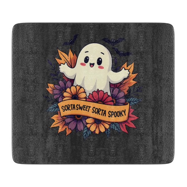 Sorta Sweet Sorta Spooky Halloween Ghost Fall Lieb Schneidebrett (Vorderseite)